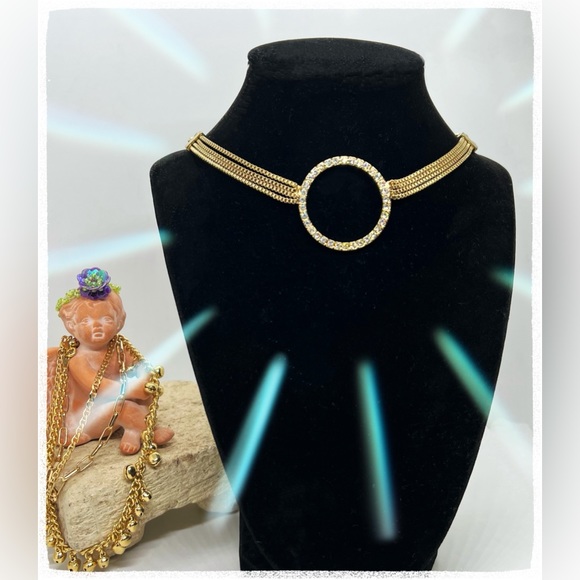 JLO Jennifer Lopez Rhinestone Open Circle Station Necklace - Picture 5 of 5